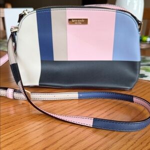 Kate Spade Pink and Blue Striped Crossbody Bag